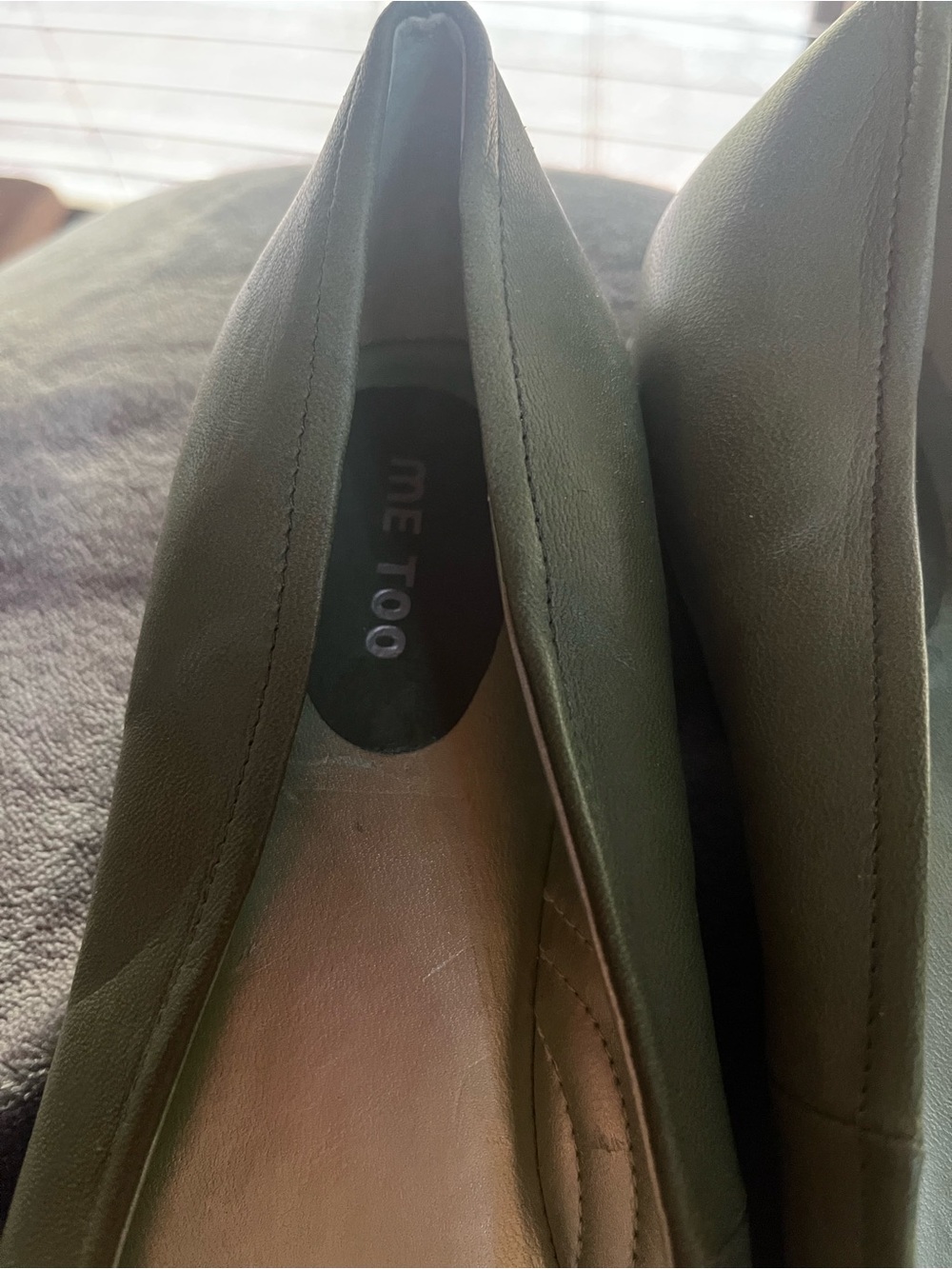 me too Olive Green leather Ballet Flats with Pink Flower Appliqués size 10 - Picture 7 of 7